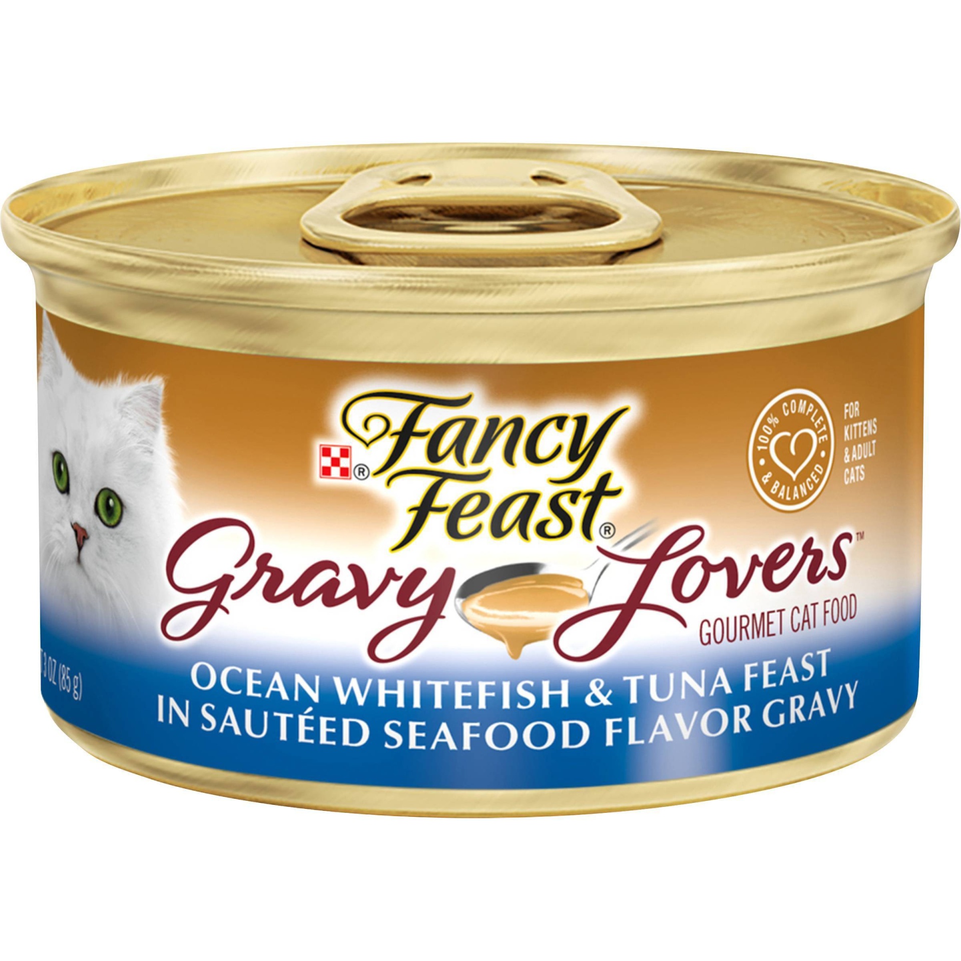 slide 1 of 5, Fancy Feast Gravy Lovers Ocean Whitefish & Tuna Feast in Sauteed Seafood Flavor Gravy Cat Food, 3 oz