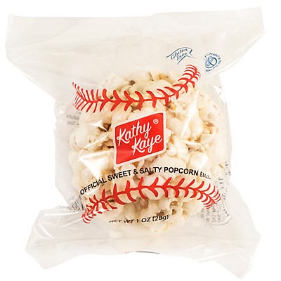 slide 1 of 1, Kathy Kaye Sweet & Salty Baseball Popcorn Ball, 1 oz