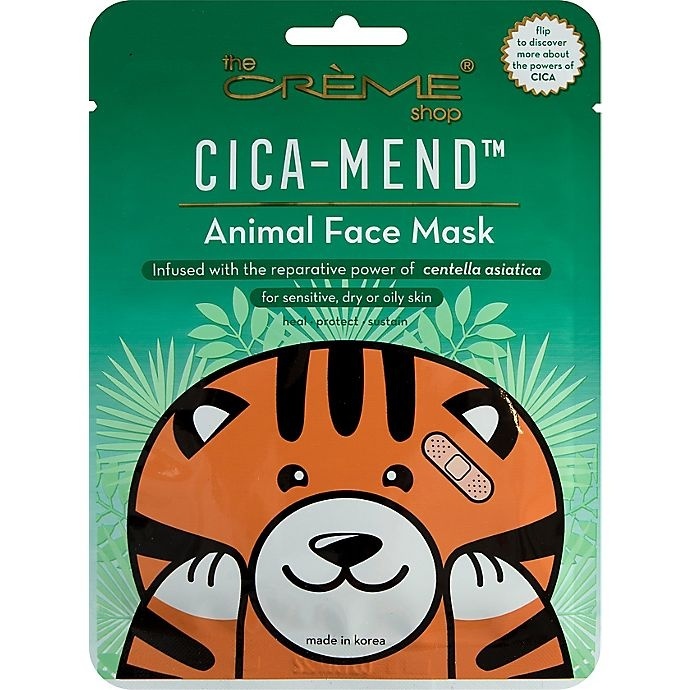 slide 1 of 1, The Crème Shop Cica-Mend Animal Face Mask, Tiger, 1 ct