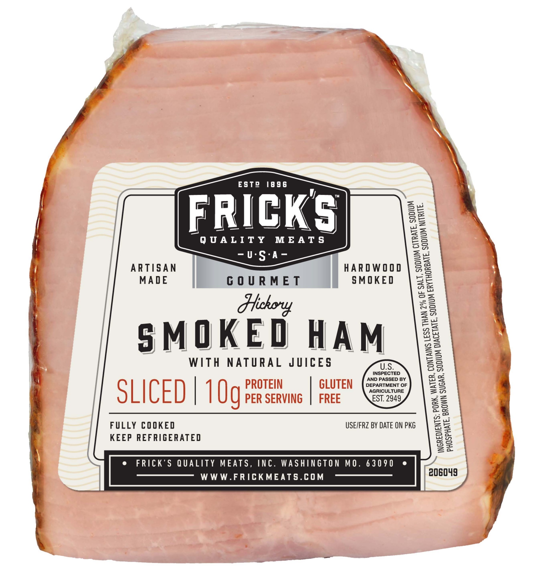 slide 1 of 1, Frick's Premium Sliced Hickory Quarter Ham, per lb