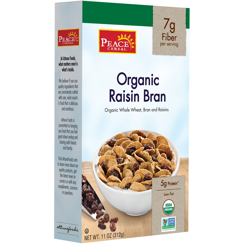 slide 1 of 3, Attune Foods, Inc. Organic Raisin Bran Cereal, 11 oz