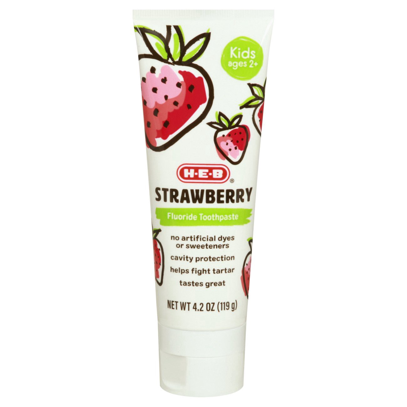 slide 1 of 1, H-E-B Strawberry Fluoride Toothpaste, 4.2 oz