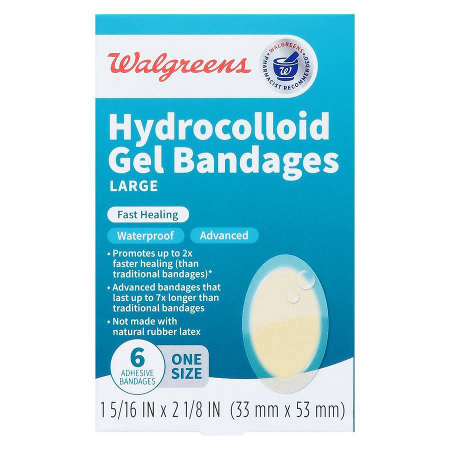 slide 5 of 5, Walgreens Blister Care Hydrocolloid Adhesive Bandages Large, 6 ct
