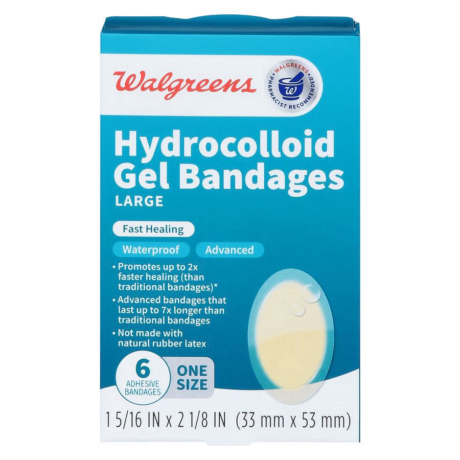 slide 1 of 5, Walgreens Blister Care Hydrocolloid Adhesive Bandages Large, 6 ct