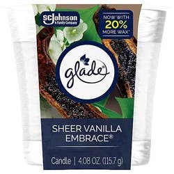 Glade Candle, Sheer Vanilla Embrace - 4.08 Oz - 4.08 OZ