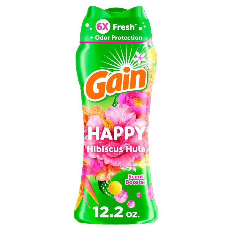 slide 1 of 13, Gain In-Wash Laundry Scent Booster Beads, Happy, 12.2 oz, 12.2 oz