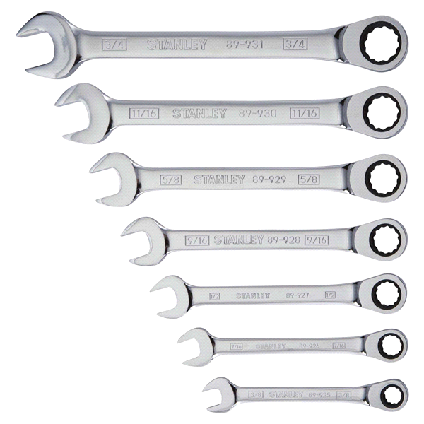 slide 5 of 5, Stanley Ratcheting Combination Wrench SAE Set, 1 ct