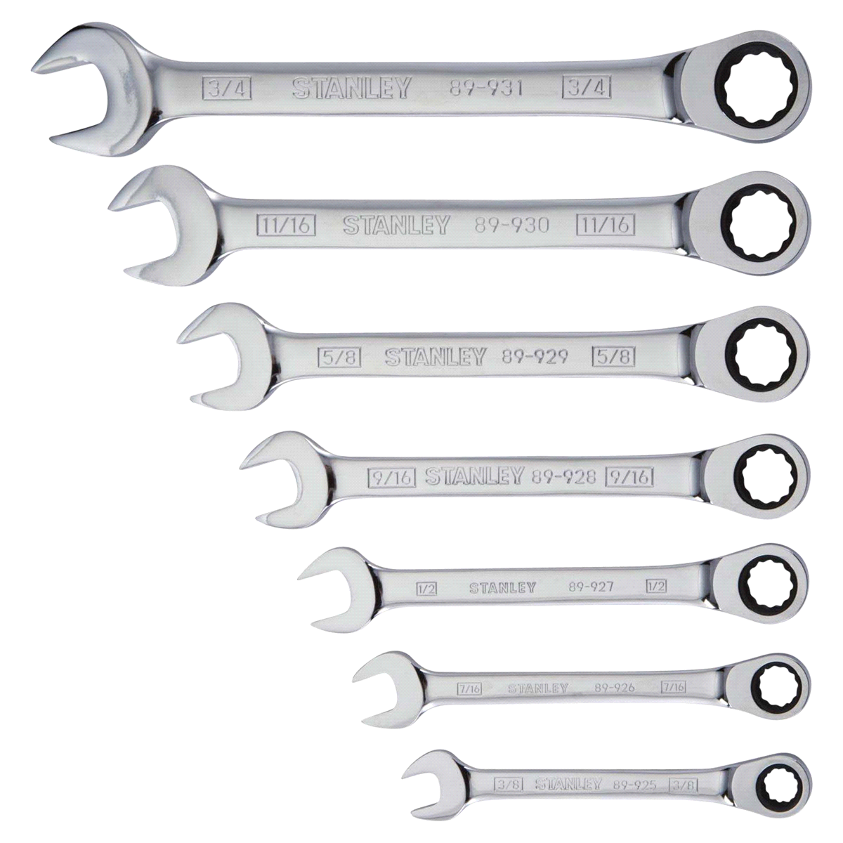 slide 2 of 5, Stanley Ratcheting Combination Wrench SAE Set, 1 ct