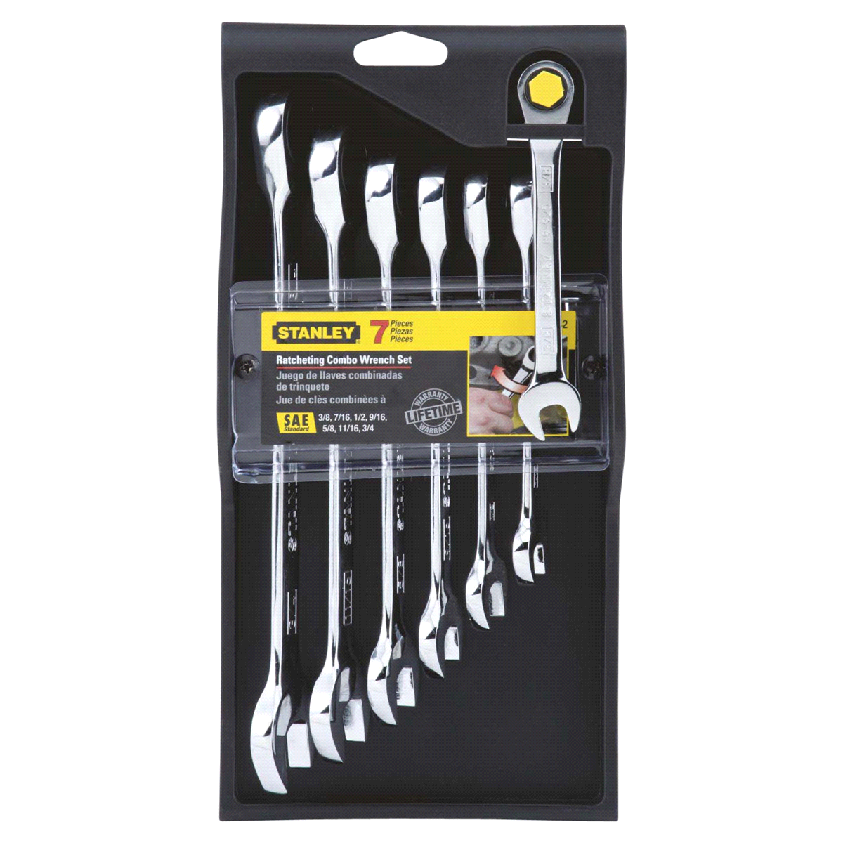 slide 1 of 5, Stanley Ratcheting Combination Wrench SAE Set, 1 ct