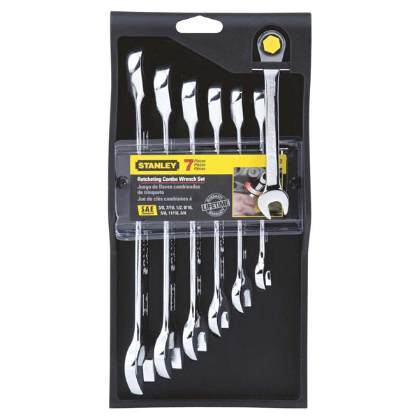 slide 1 of 1, STANLEY Ratcheting Combination Wrench SAE Set, 7 ct