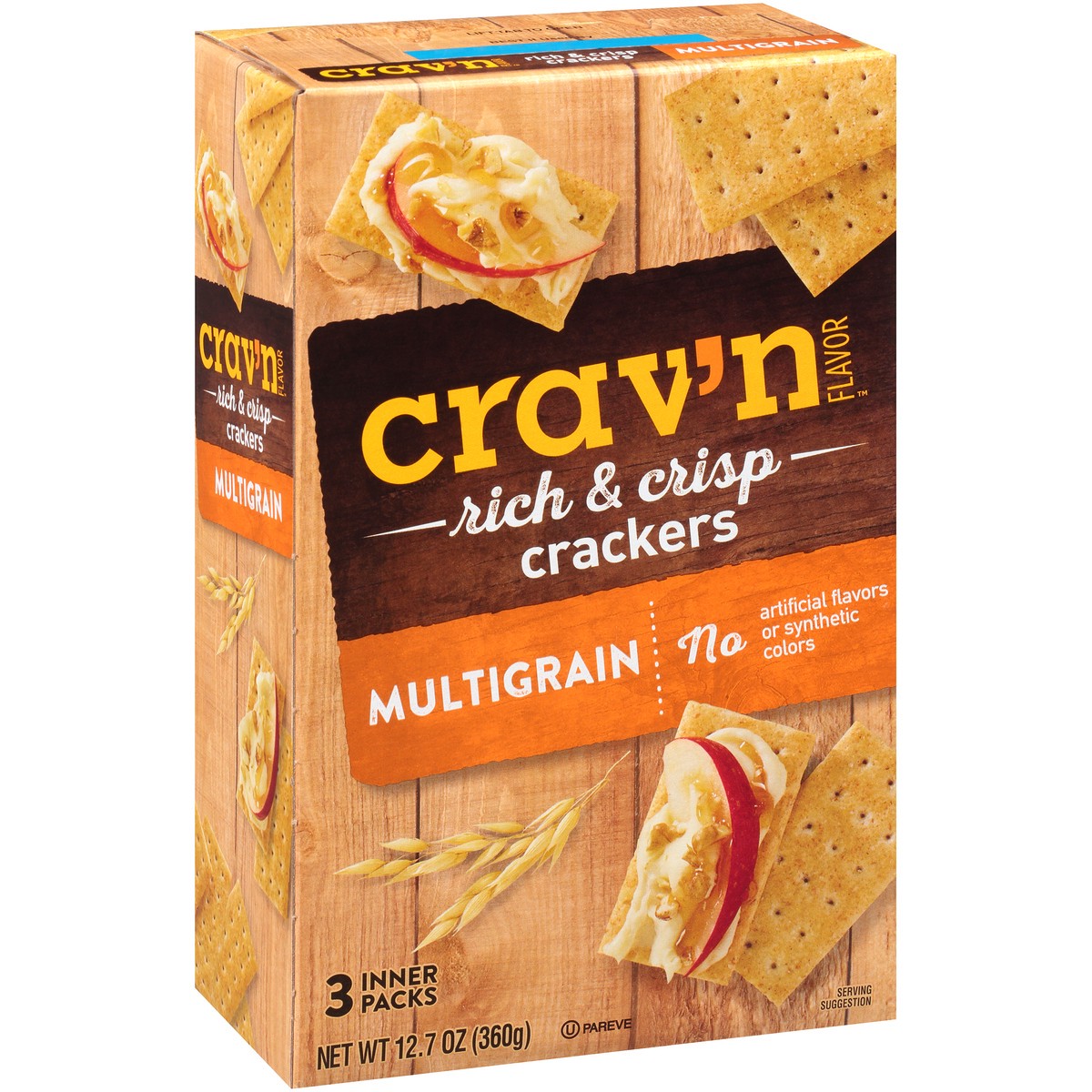 slide 4 of 10, Crav'n Flavor Multigrain Rich & Crisp Crackers, 12.7 oz