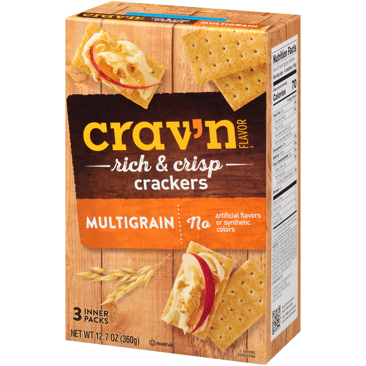 slide 9 of 10, Crav'n Flavor Multigrain Rich & Crisp Crackers, 12.7 oz