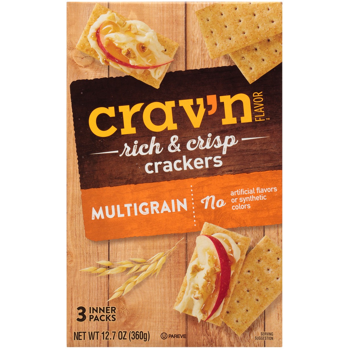 slide 8 of 10, Crav'n Flavor Multigrain Rich & Crisp Crackers, 12.7 oz