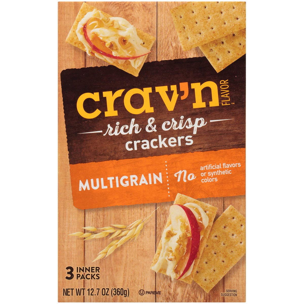 slide 2 of 10, Crav'n Flavor Multigrain Rich & Crisp Crackers, 12.7 oz