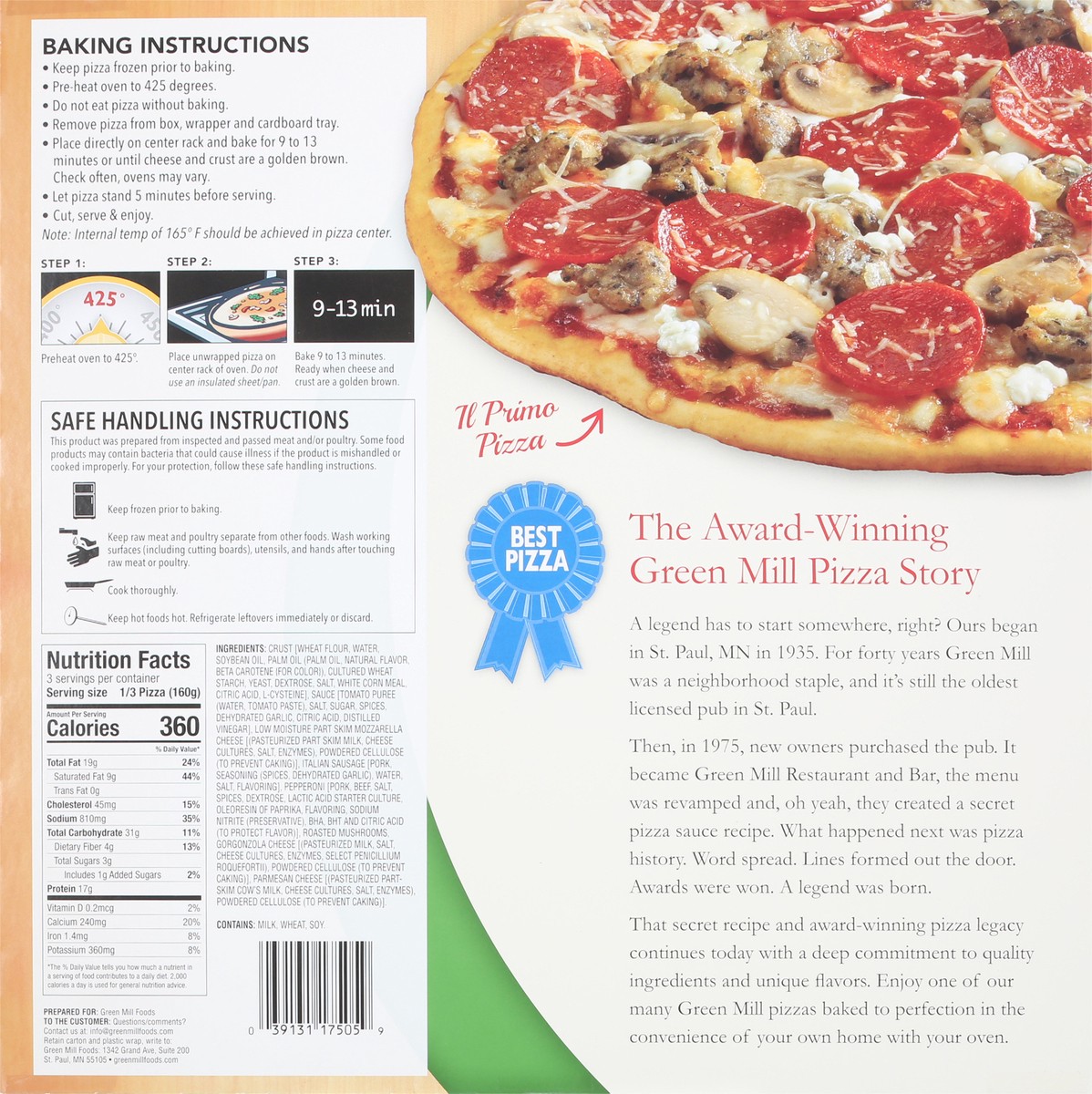 slide 2 of 12, Green Mill Thin N Crispy Style Crust Il Primo Pizza 16.9 oz, 16.9 fl oz