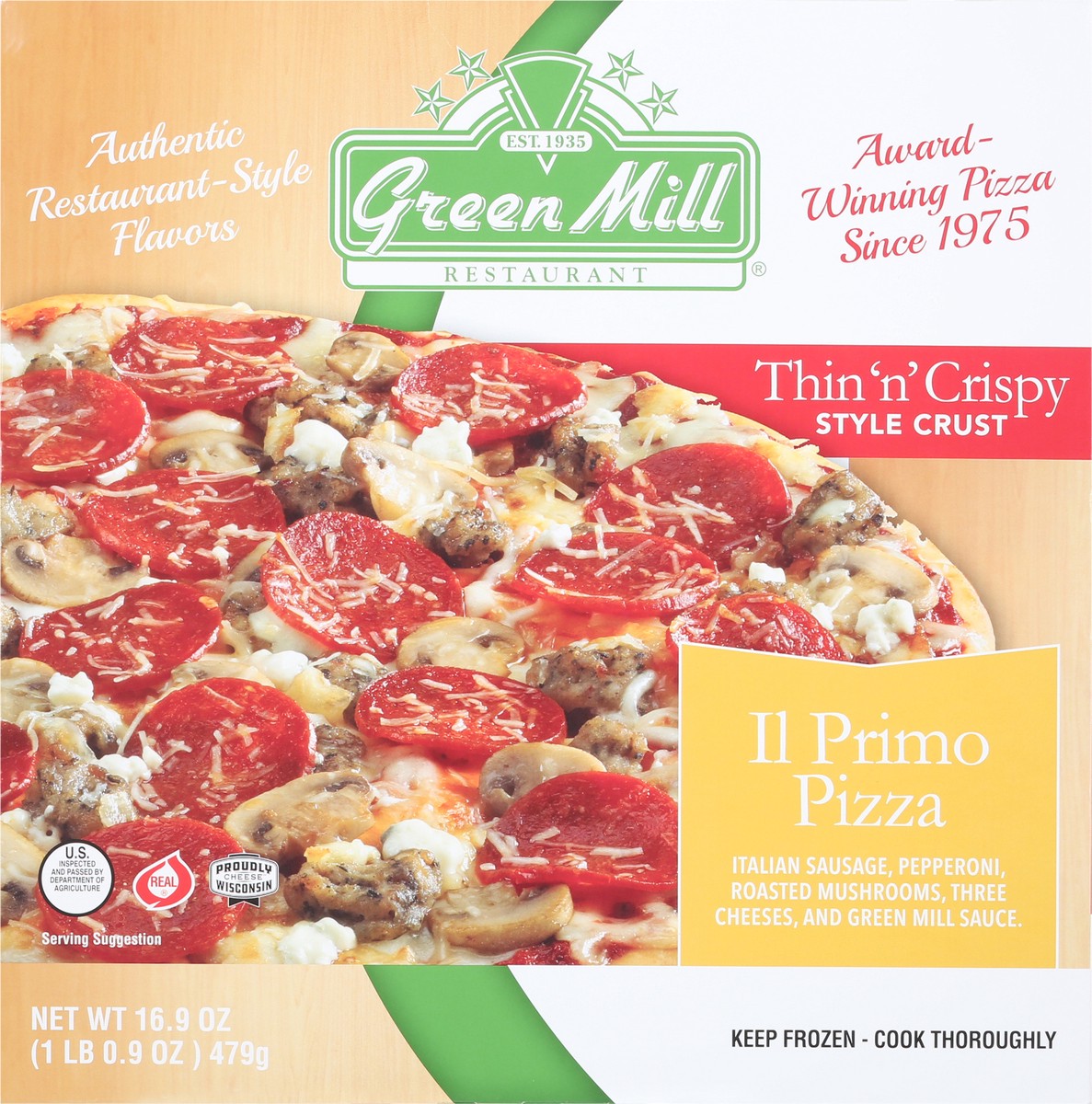 slide 11 of 12, Green Mill Thin N Crispy Style Crust Il Primo Pizza 16.9 oz, 16.9 fl oz