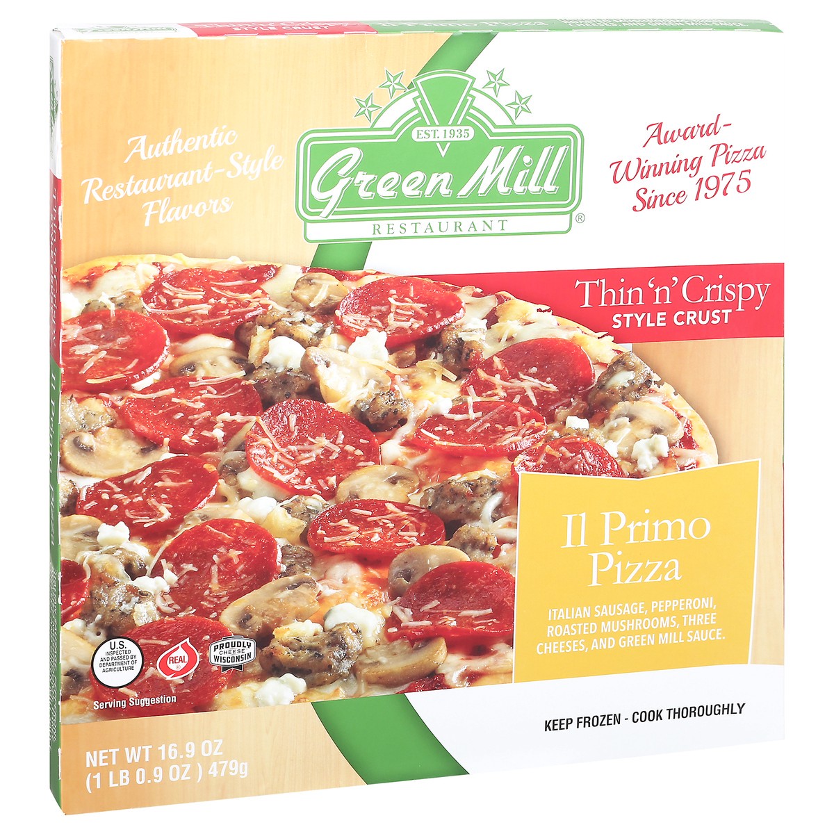 slide 3 of 12, Green Mill Thin N Crispy Style Crust Il Primo Pizza 16.9 oz, 16.9 fl oz