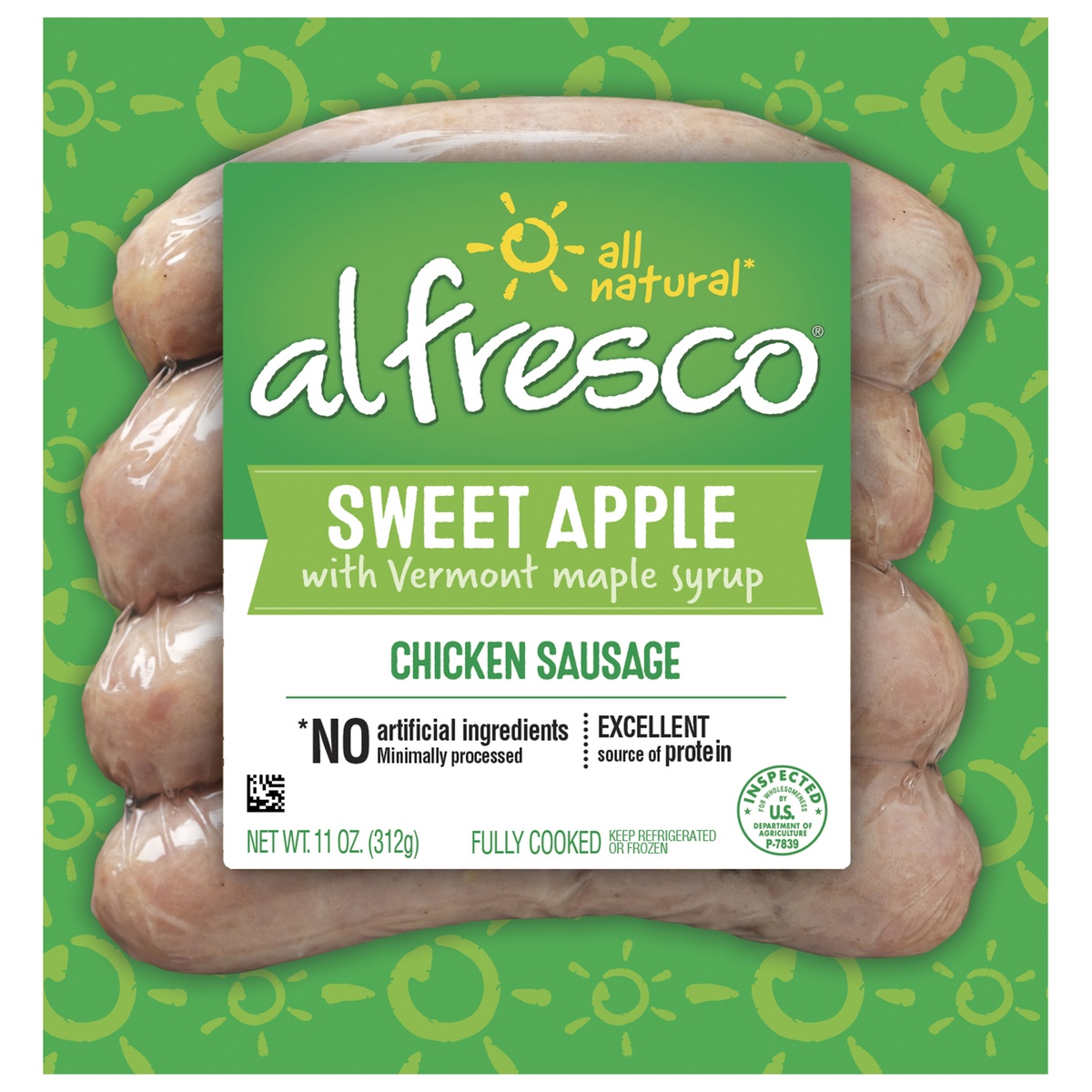 slide 1 of 1, Al Fresco All Naturalural Chicken Sausage Sweet Apple, 11 oz