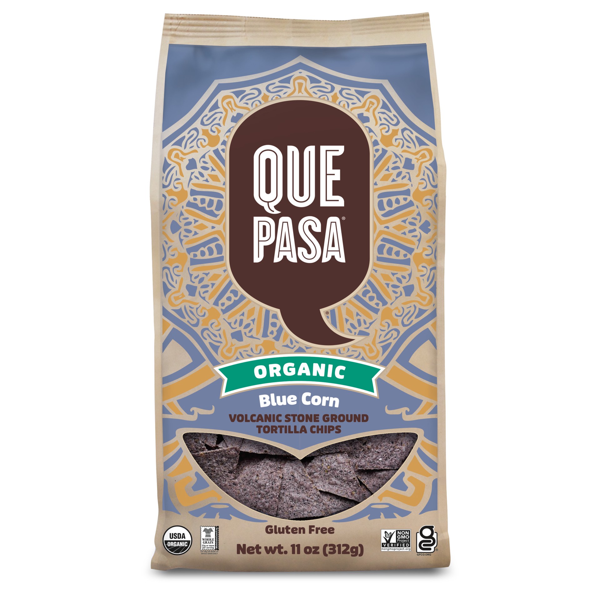 slide 1 of 5, Que Pasa Organic Blue Chips 11oz Bag, 11 oz