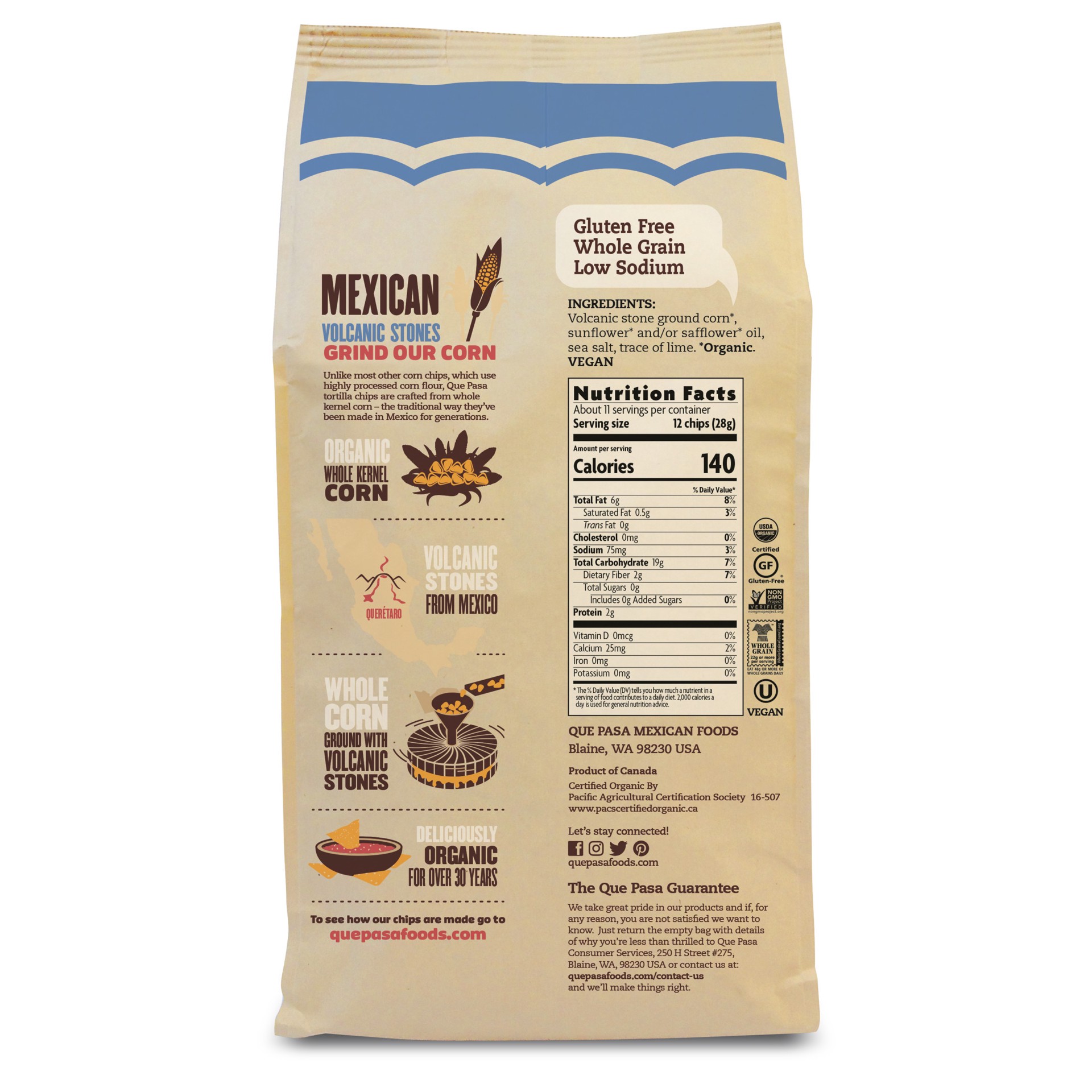 slide 3 of 5, Que Pasa Organic Blue Chips 11oz Bag, 11 oz