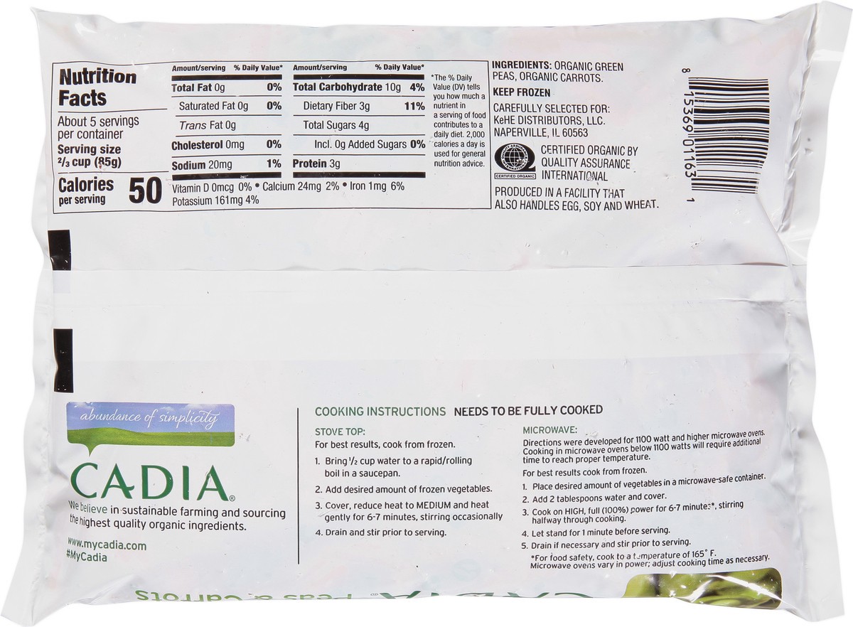 slide 12 of 14, Cadia Organic Peas & Carrots 16 oz, 16 oz