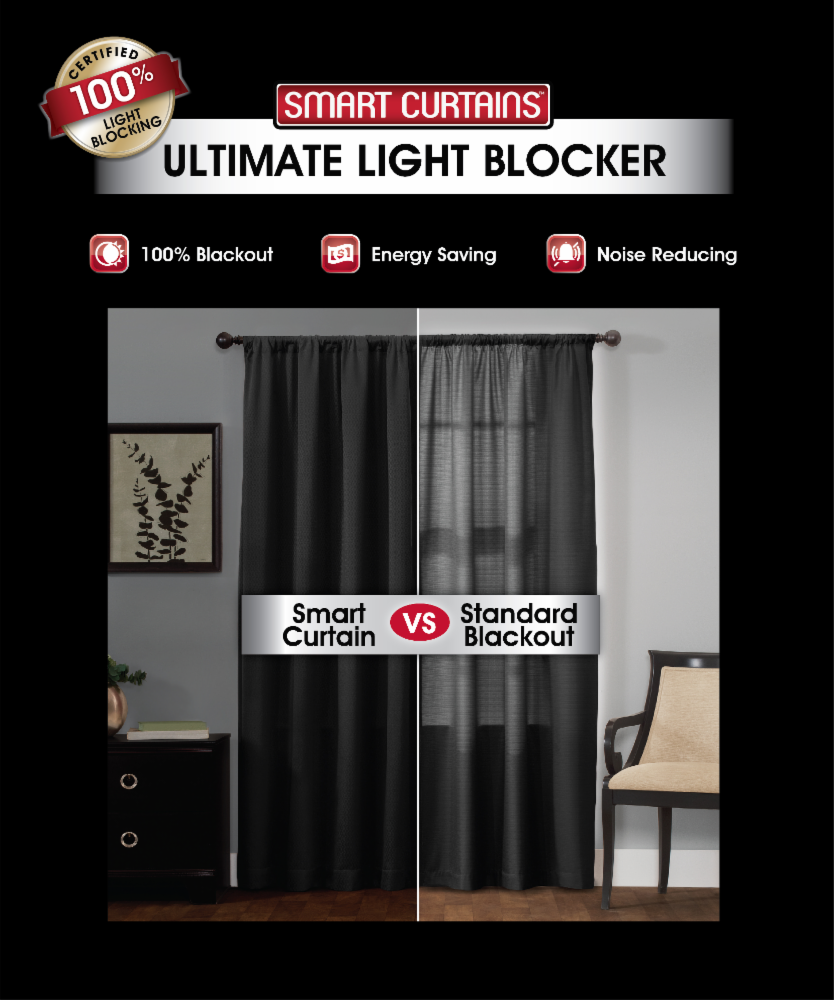 slide 1 of 1, Maytex Mills Jamie Smart Curtain Ultimate Light Blocker Curtain Panel - Black, 50 in x 84 in