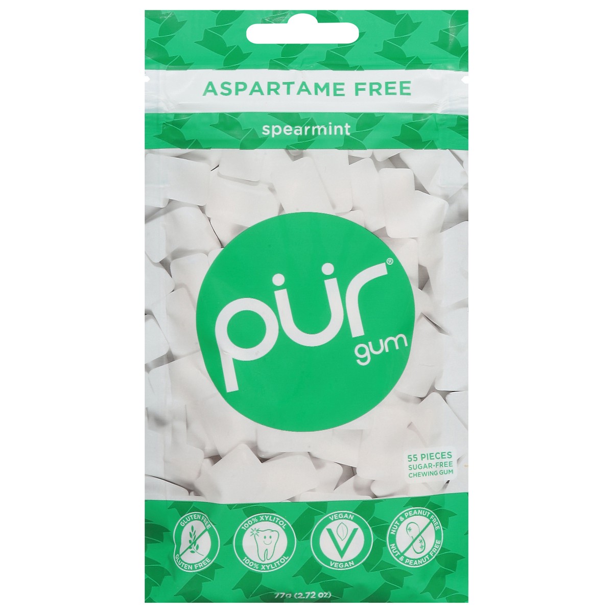 slide 1 of 9, PUR Aspartame Free Spearmint Gum 55 ea, 55 ct