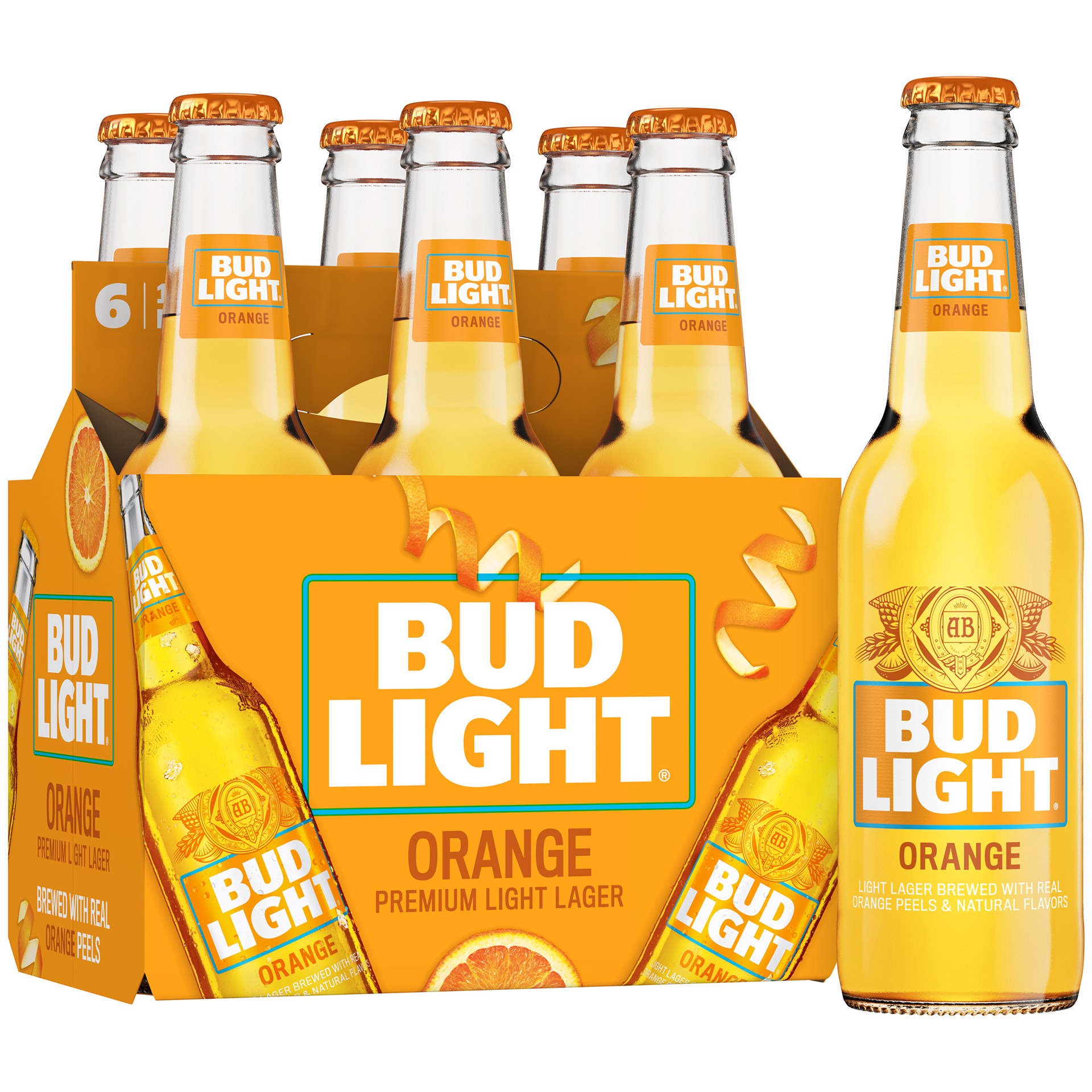 slide 1 of 5, Bud Light Orange is the classic Bud Light beer, but made with real orange peels. It is brewed using premium aroma hop varieties, barley malts and rice. Featuring a clean and crisp taste, this beer has a hint of orange in every sip. 6 pack of bottles., 6 ct; 12 oz