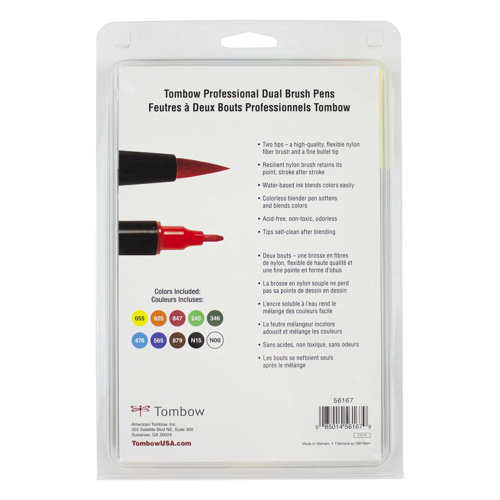 slide 8 of 8, Tombow Primary Palette Dual Brush Pen Set, includes 10 ct