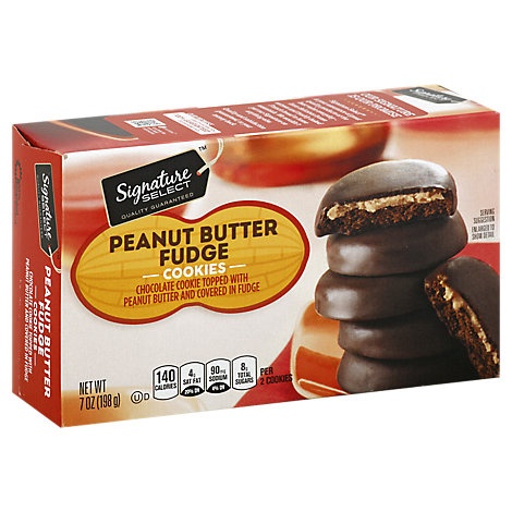 slide 1 of 1, Signature Select Cookies Fudge Peanut Butter, 7 oz