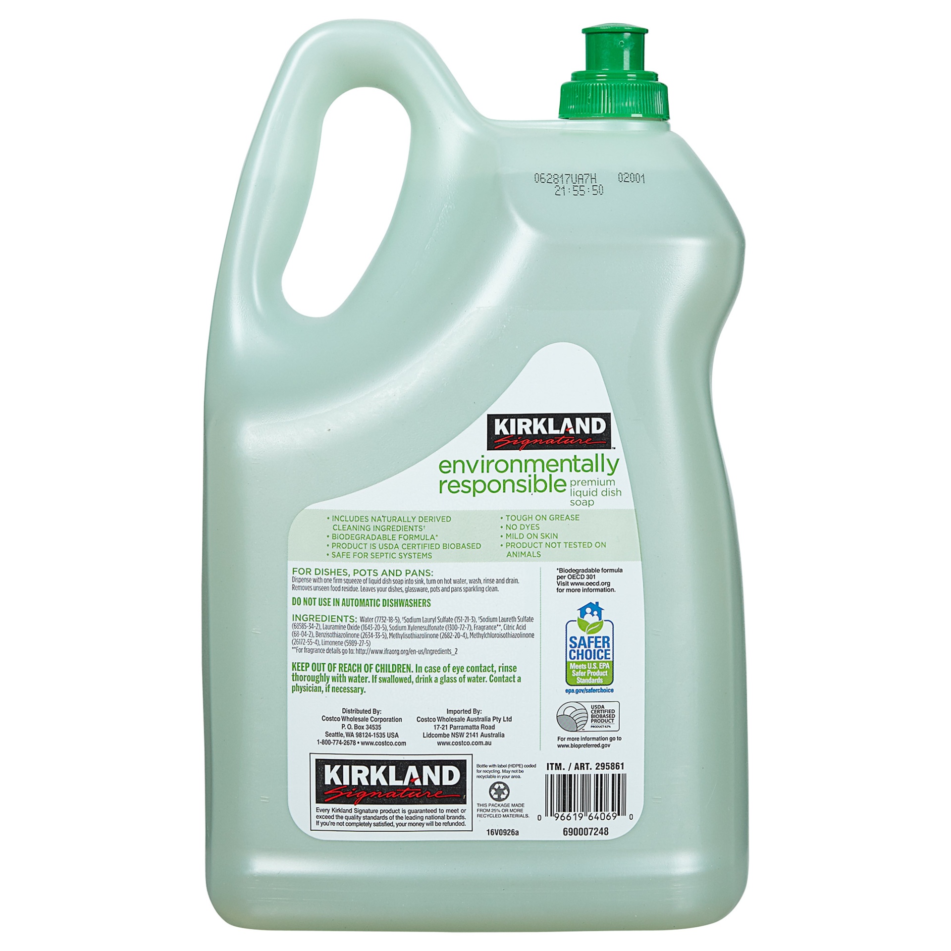 Kirkland Signature Eco Friendly Citrus Scented Liquid Dish Soap 135 oz