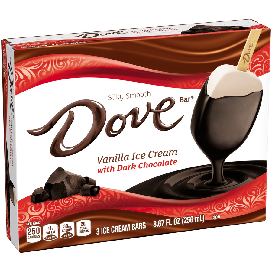 slide 2 of 8, Dove Vanilla & Dark Chocolate Ice Cream Bar, 3 ct