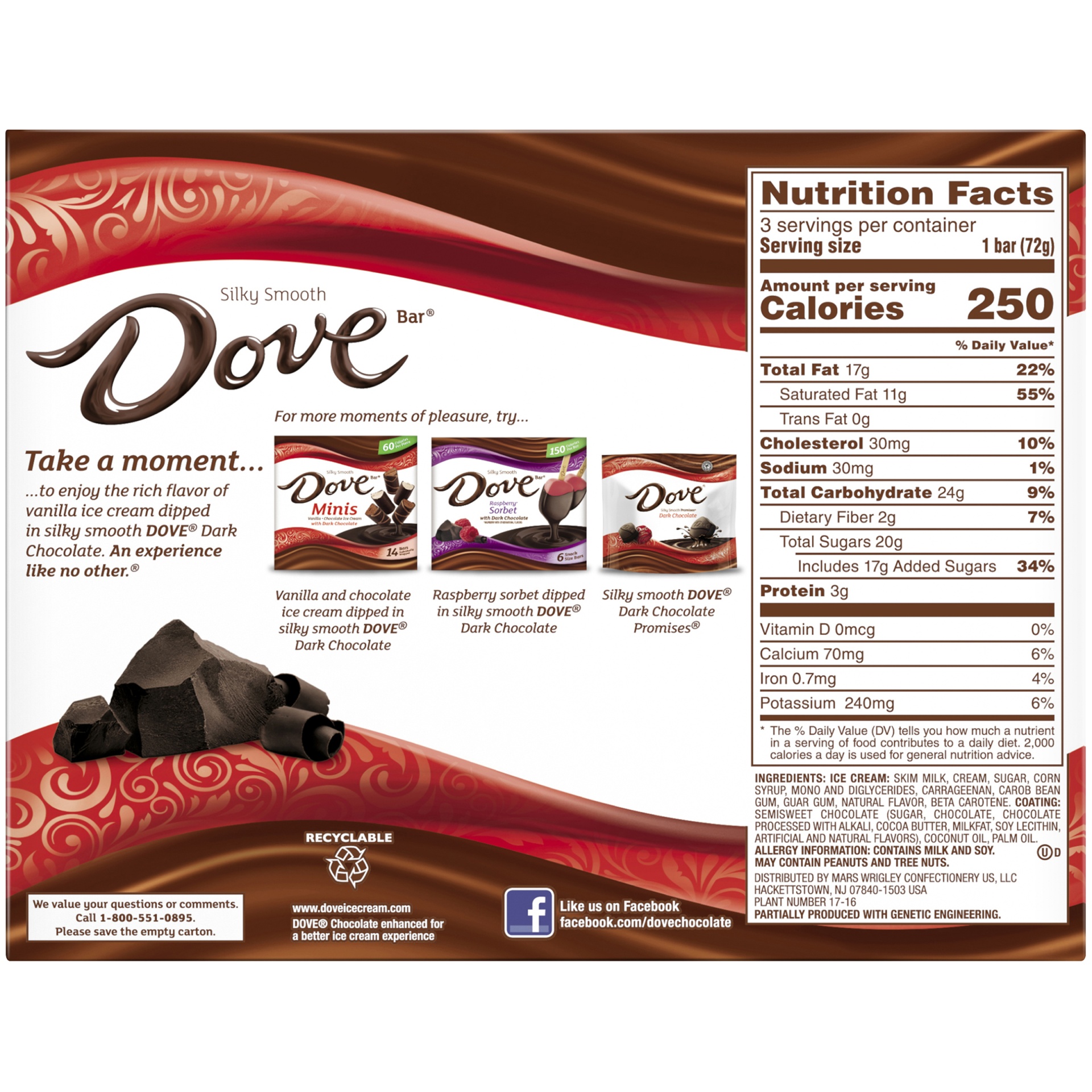 slide 6 of 8, Dove Vanilla & Dark Chocolate Ice Cream Bar, 3 ct