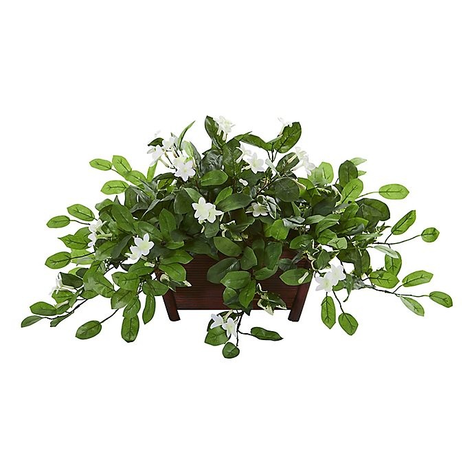 slide 1 of 1, Nearly Natural Artificial Mixed Stephanotis Plant with Planter, 1 ct