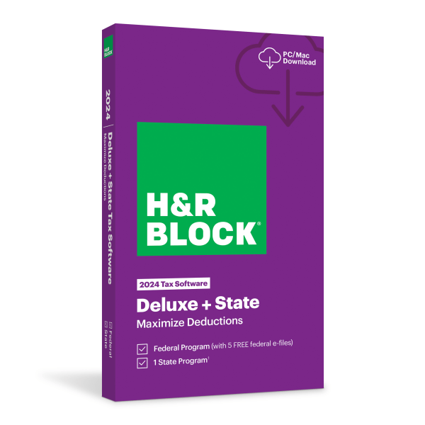 slide 1 of 4, H&R Block Tax Software Deluxe+State 2024, 1 ct