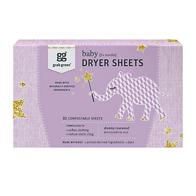 slide 1 of 1, Grab Green Baby Dryer Sheets Dreamy Rosewood, 80 ct