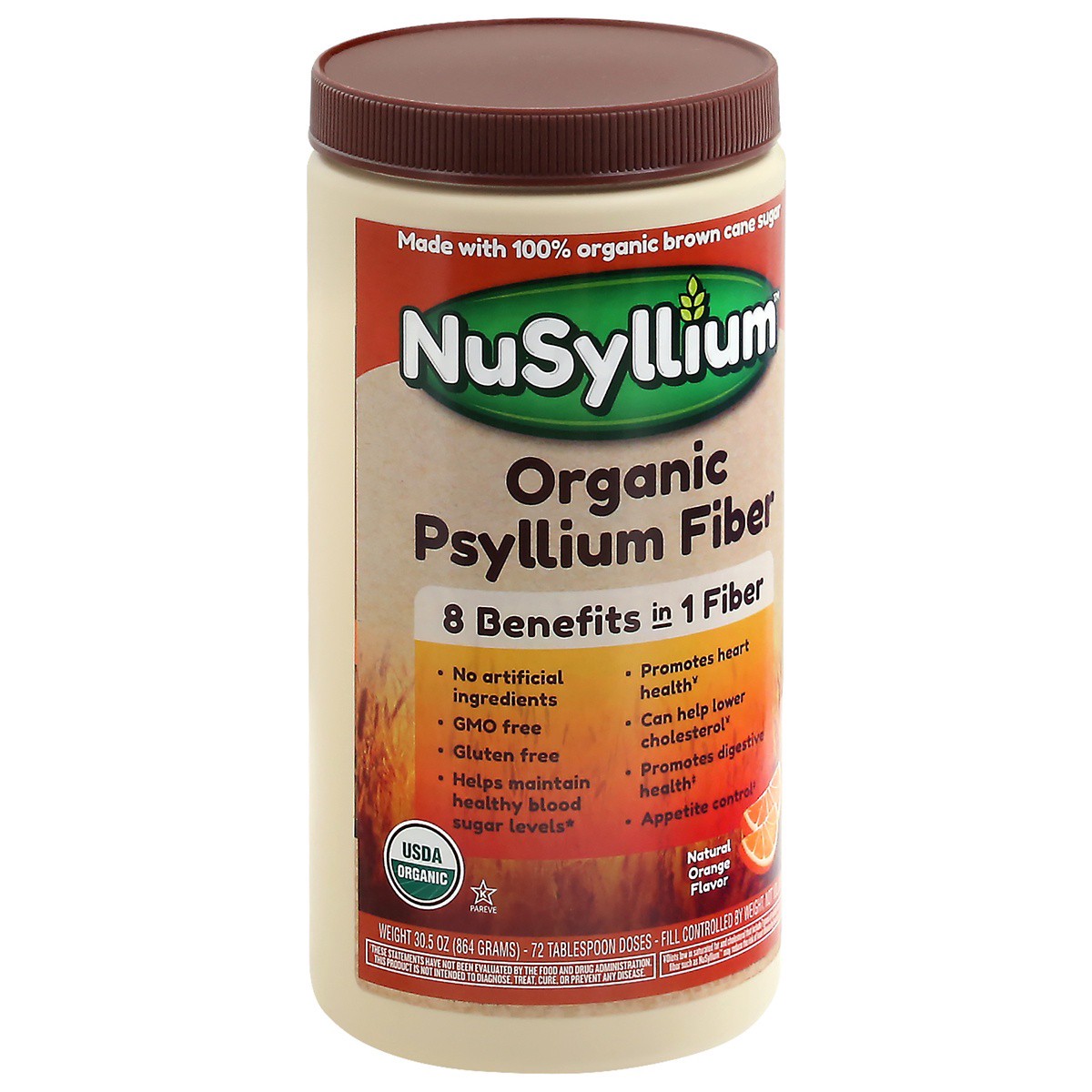slide 7 of 9, NuSyllium Organic Orange Flavor Psyllium Fiber 30.5 oz, 30.5 oz