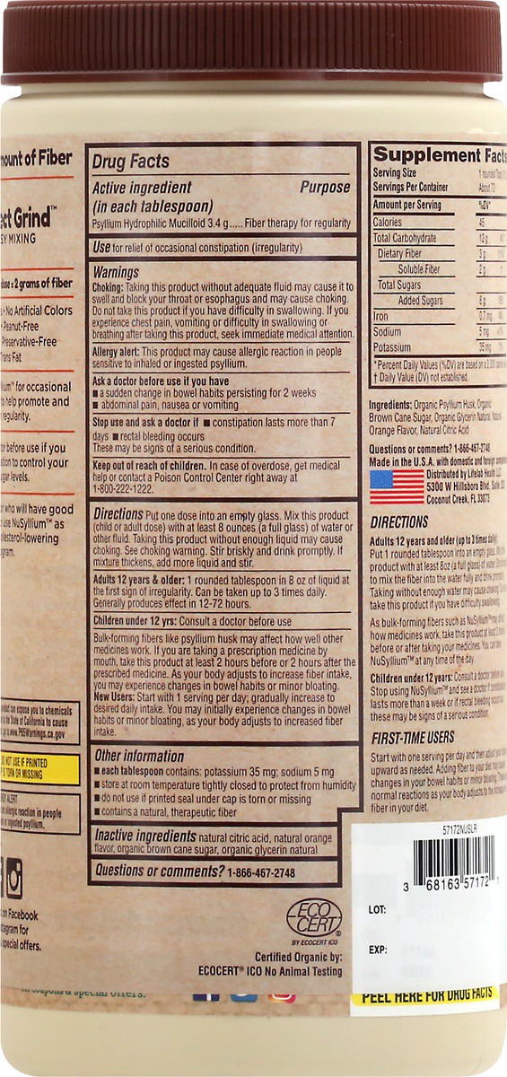 slide 6 of 9, NuSyllium Organic Orange Flavor Psyllium Fiber 30.5 oz, 30.5 oz