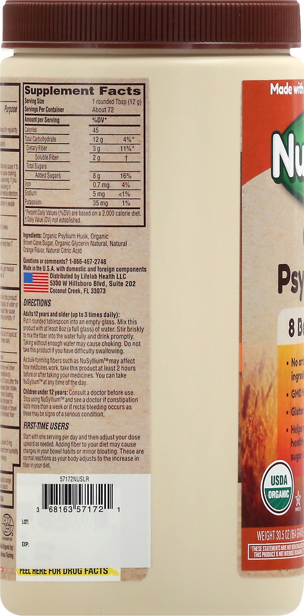 slide 3 of 9, NuSyllium Organic Orange Flavor Psyllium Fiber 30.5 oz, 30.5 oz