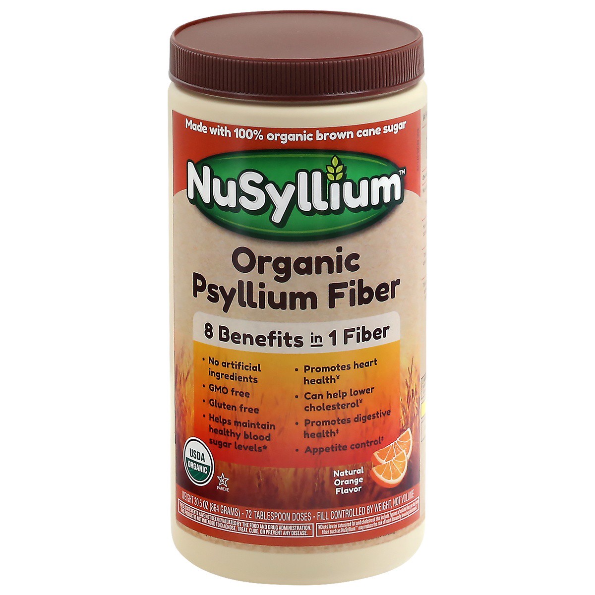 slide 1 of 9, NuSyllium Organic Orange Flavor Psyllium Fiber 30.5 oz, 30.5 oz
