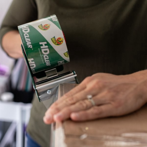 slide 5 of 8, Duck Foam Handle Tape Dispenser With Hd Clear Packing Tape, 1-15/16"" X 50 Yd, Clear, 1 ct