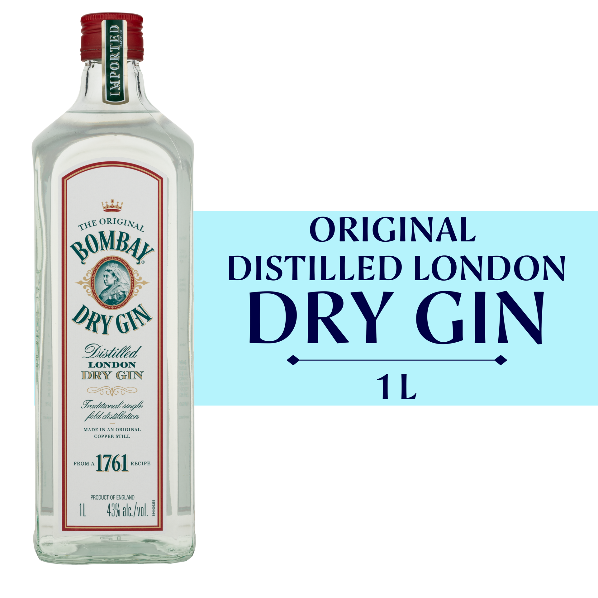 slide 2 of 4, Bombay Distilled London Dry Gin 43% 100Cl/1L, 1 liter