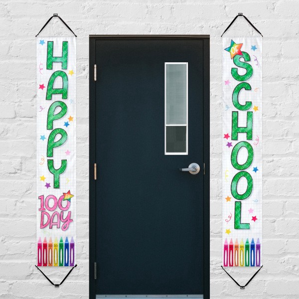 slide 2 of 2, Office Depot Brand 100Th Day Of School Fabric Door Banners, 12""W X 72""H, Multicolor, 1 ct