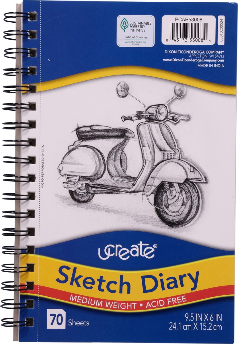 slide 2 of 12, Pacon Sketch Diary - White, 9.5 in x 6 in