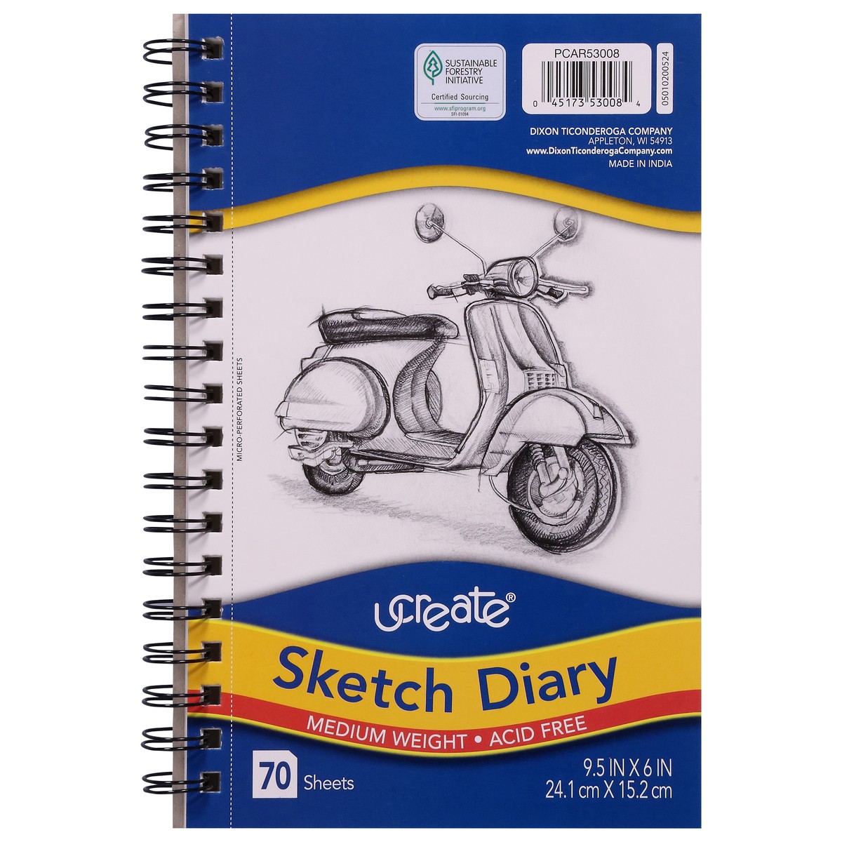 slide 8 of 12, Pacon Sketch Diary - White, 9.5 in x 6 in