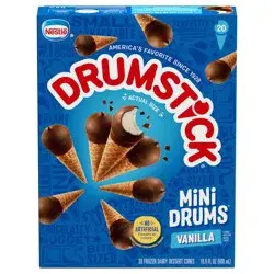 Drumstick Mini Drums Vanilla Frozen Dairy Dessert Cones 20 ea