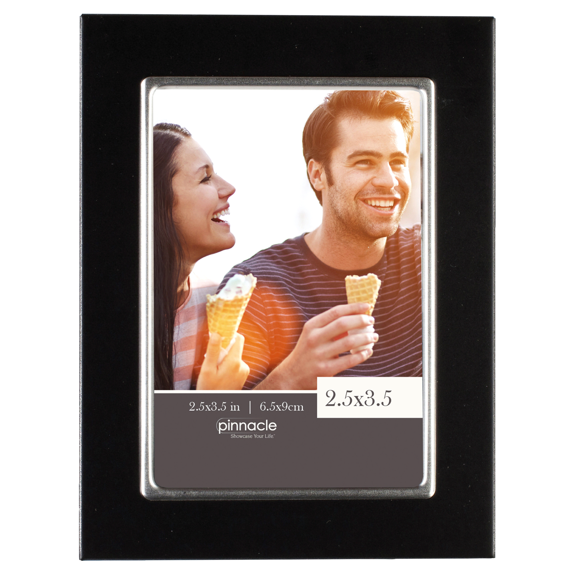 slide 1 of 1, Pinnacle 2.5 x 3.5 Black with Thin Silver Frame, 1 ct