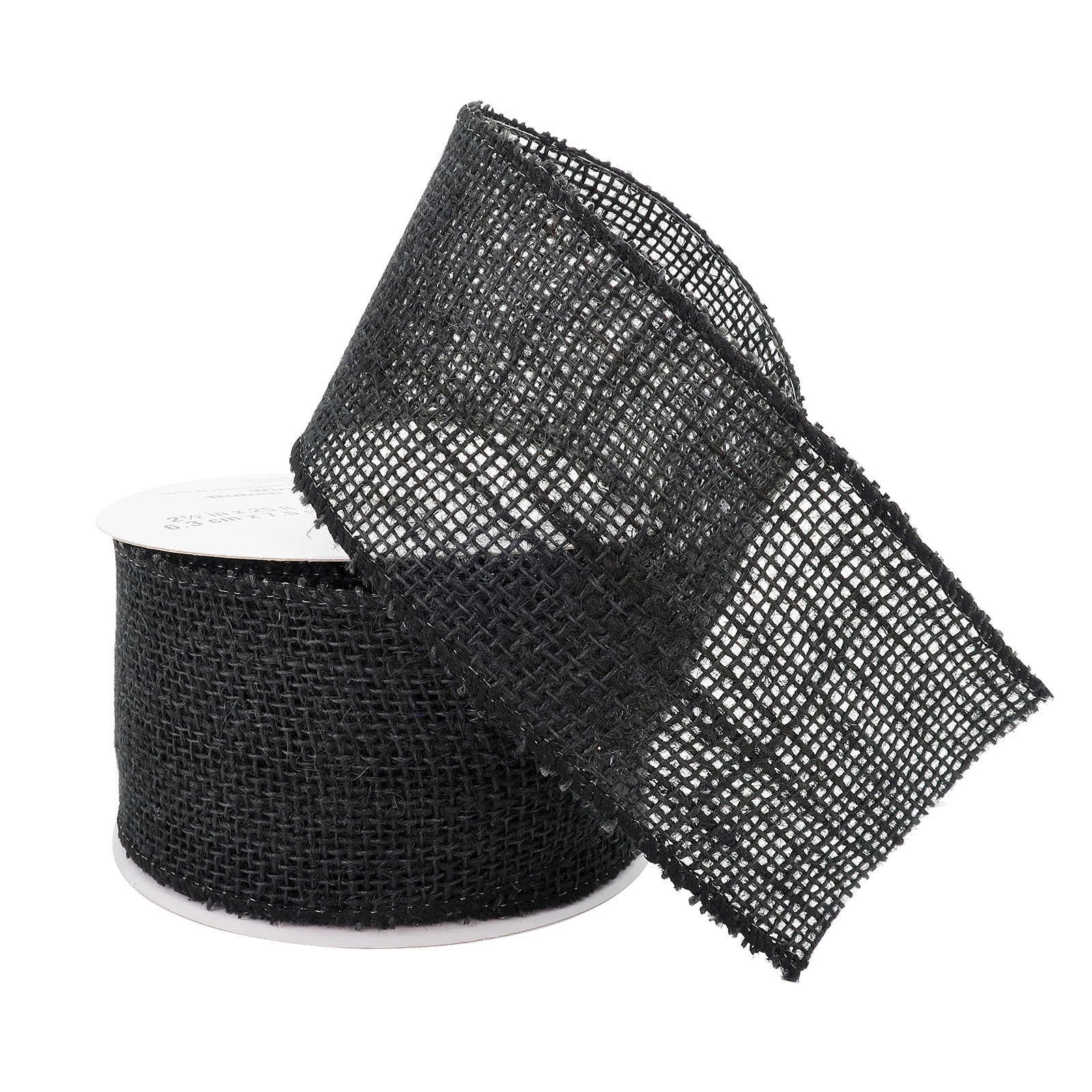 slide 3 of 4, 2.5" X 25ft. Black Wired Faux Burlap Ribbon By Celebrate It, 2.5 in x 25 ft