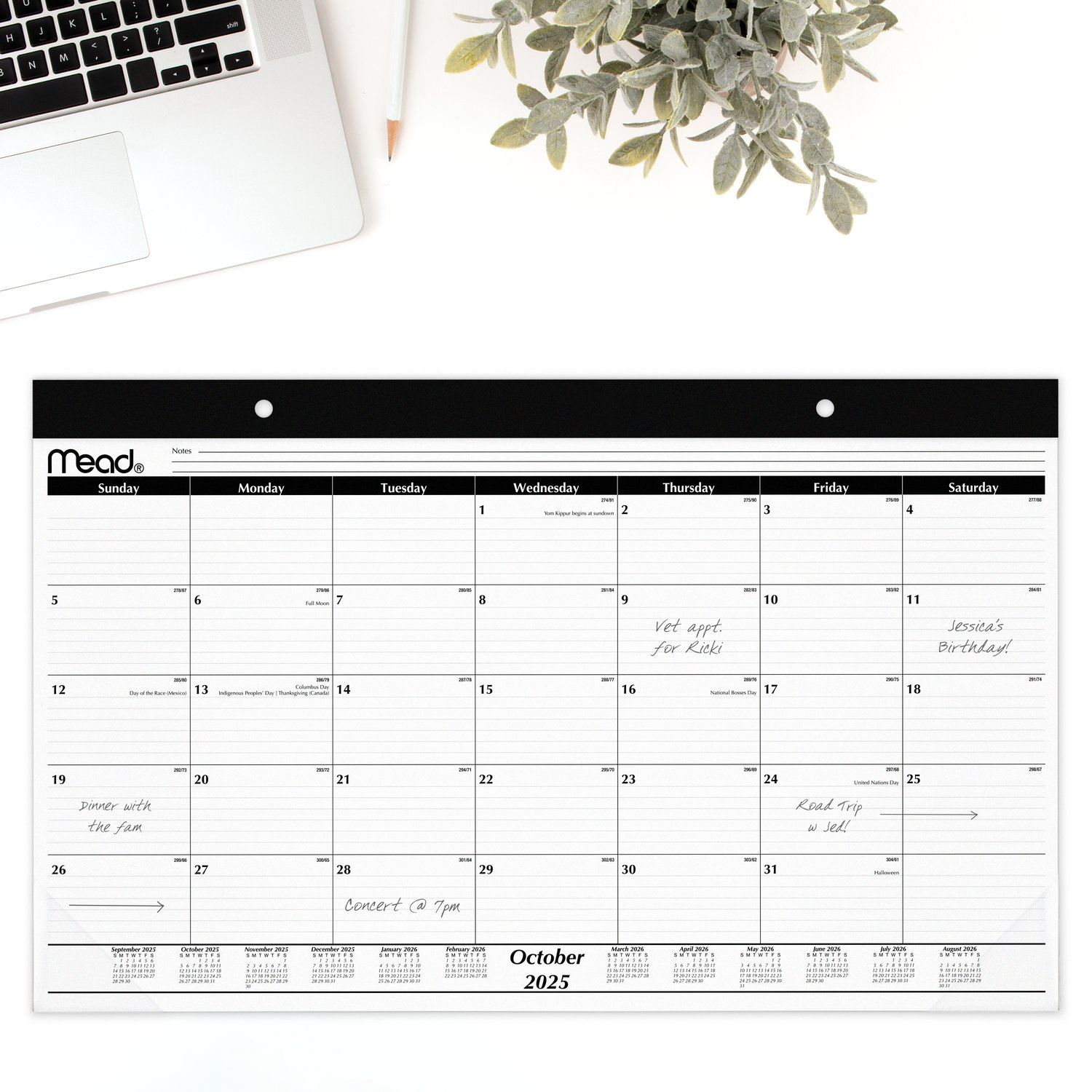 slide 2 of 8, Mead® Basic 2026 Monthly Desk Pad Calendar, Compact, 17 3/4" x 11", 11 in