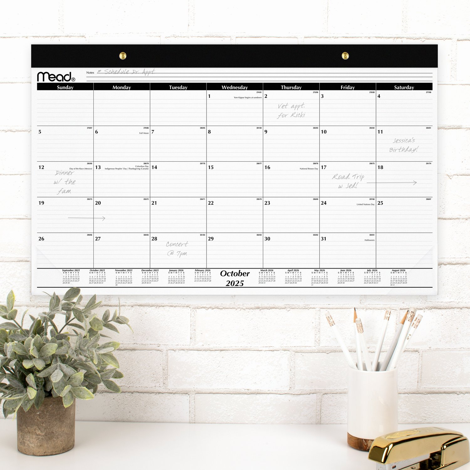 slide 5 of 8, Mead® Basic 2026 Monthly Desk Pad Calendar, Compact, 17 3/4" x 11", 11 in